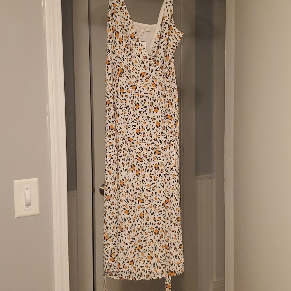 Spagetti strapped wrap around animal print dress